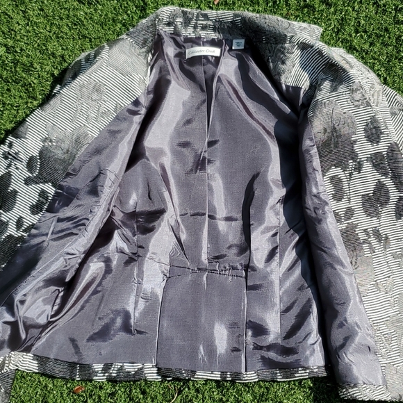 New Coldwater Creek Floral Jacquard Black, Gray & White Jacket/Blazer 8P - Picture 10 of 15